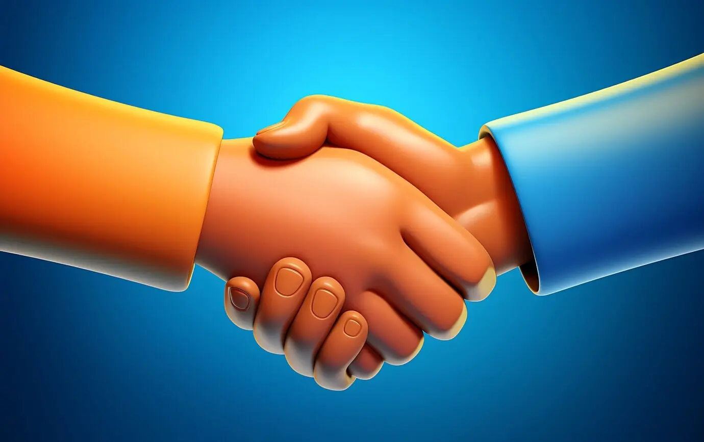 Вид на 3D-рукопожатие